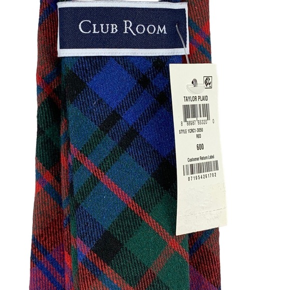 Club Room Mens Taylor Plaid Flannel Neck Tie Multicolor 3 1/8" - Picture 3 of 4